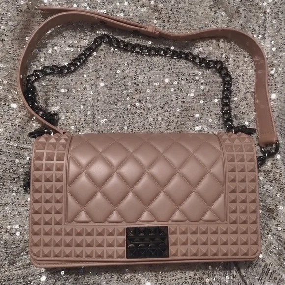 NWOT Nude studded Crossbody Bag-Gunmetal Hardware - Picture 2 of 4